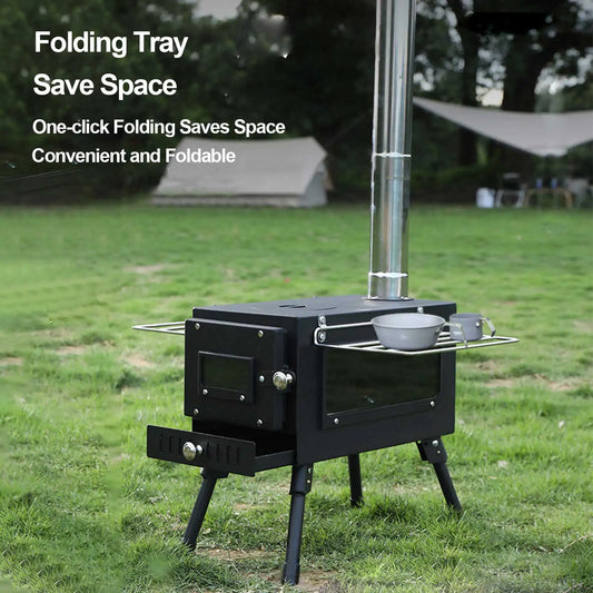 Folding portable Wood Stove Fire and BBQ Grill