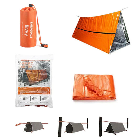 2 Person Emergency Shelter Bivy Survival Tent and Outdoor SOS Thermal Blanket Reusable